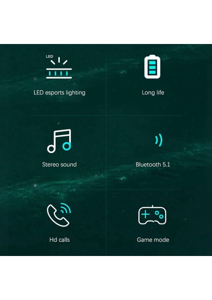 Kablosuz Bluetooth Kulaklık Akıllı Gürültü Azaltma Hd Çağrı Tws 5.1 Kablosuz Kulaklık Serin Aydınlatma Bluetooth Kulaklıklar (Yurt Dışından) modelleri