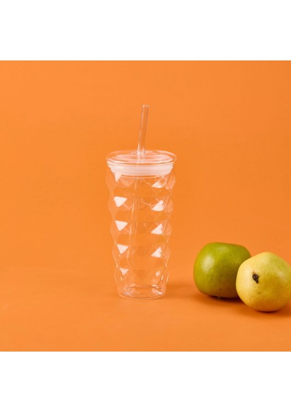 Pipetli Cam Bardak - Şeffaf - 480 ml