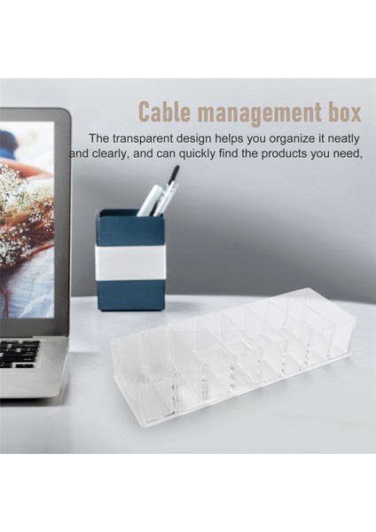 Plastik Kablo Düzenleme Kutusu 8 Bölmeli, 10 Kablo Bağlı, Ofis Için Şeffaf Güç Kablosu Saklama Kutusu (Yurt Dışından) fırsatları