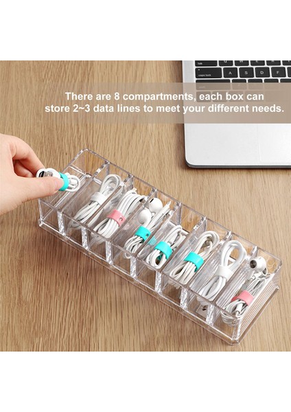 Plastik Kablo Düzenleme Kutusu 8 Bölmeli, 10 Kablo Bağlı, Ofis Için Şeffaf Güç Kablosu Saklama Kutusu (Yurt Dışından) indirimleri