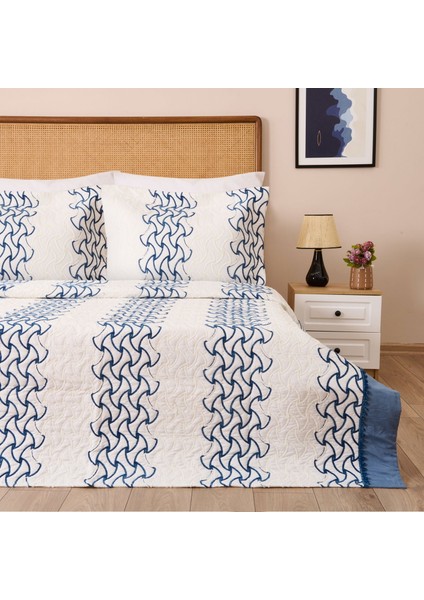 Store Adriel Çift Kişilik 3 Parça Yatak Örtüsü Seti - Indigo