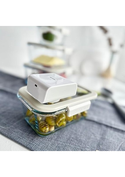 Glace Vakumlu Cam Saklama Kabı Seti Bej 5 Parça modelleri