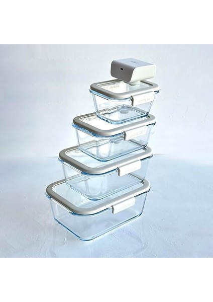 Glace Vakumlu Cam Saklama Kabı Seti Bej 5 Parça indirimleri