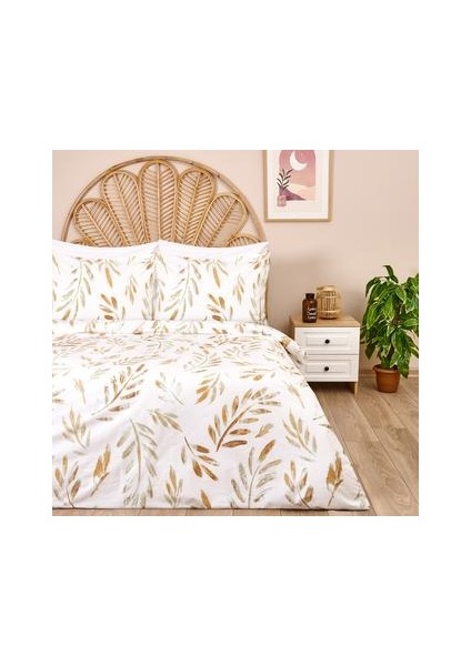 Soft Bulong Tek Kişilik Nevresim Takımı - Ekru / Yeşil