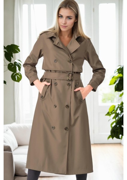 Z9674 Dewberry Bayan Trençkot-Haki