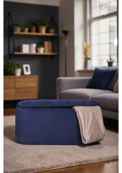 Oval Büyük Sandıklı Puf – Yumuşacık Doku Teddy Kumaş Makyaj Masa Pufu Bench modelleri