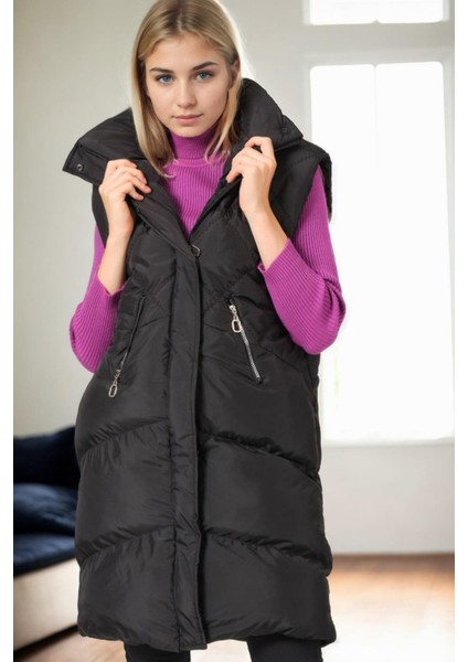 Z9743 Dewberry Bayan Yelek-Siyah