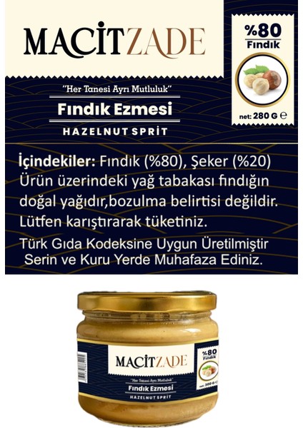 Heyf Macitzade Fındık Ezmesi 280 gr fiyatları