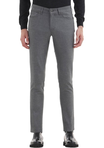 Gri Düz Dokuma Slim Fit Casual Pantolon fiyatları