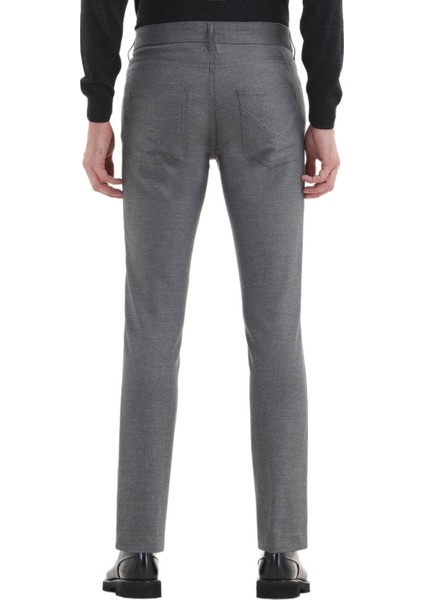 Gri Düz Dokuma Slim Fit Casual Pantolon fırsatları