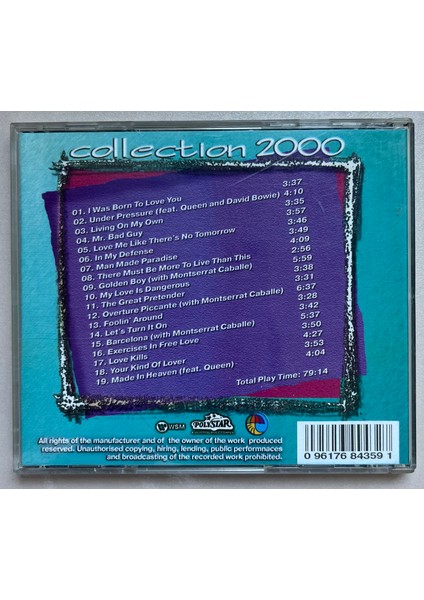 Freddie Mercury 2000 Collection CD (Orijnal Dönem Baskı Cd) fiyatları