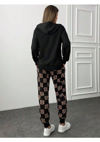 Kadın Uzun Kollu Iki Iplik Kumaş Fermuar ve Cep Detay Kapüşonlu Ikili Takım fırsatları