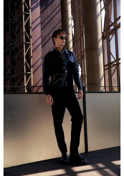 Erkek Gömlek Suni Deri ve Triko Karışımlı (Overshirt) Siyah 7348 fiyatları