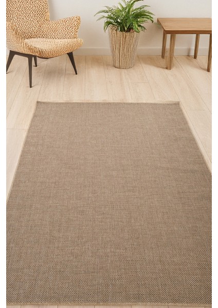 Bej Kahve Naturel Jüt Hasır Desen Sisal Halı – Yıkanabilir, Kaymaz Taban & Toz Tutmaz Makine Dokuma Halı
