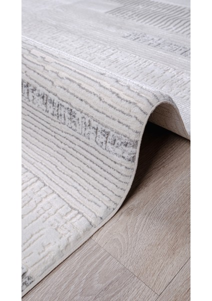 Beyaz Gri Polyester Dokuma Halı – Antibakteriyel, Toz Tutmaz, Saçaklı – Salon, Oturma ve Çocuk Odası Yolluk Halısı indirimleri