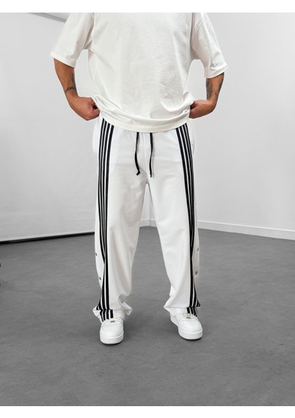 Şeritli Beyaz Erkek Baggy Pantolon COC1059 fiyatları