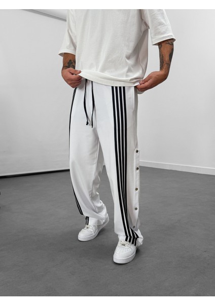 Şeritli Beyaz Erkek Baggy Pantolon COC1059 modelleri
