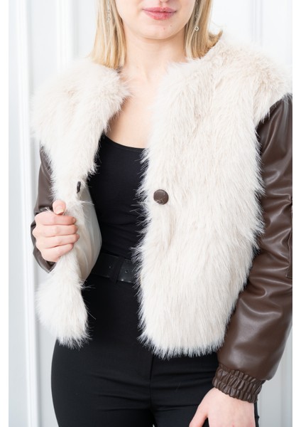 Urban Luxe Deri Kollu Peluş Kaban 2606