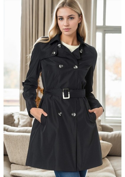 Z9642 Dewberry Bayan Trençkot-Lacivert