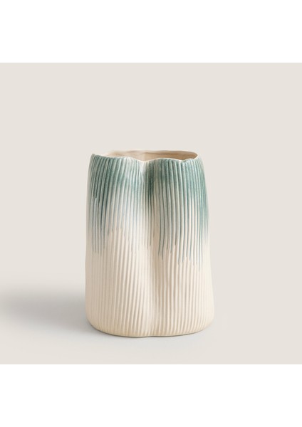 Flıp Vazo Küçük Bej/mavi