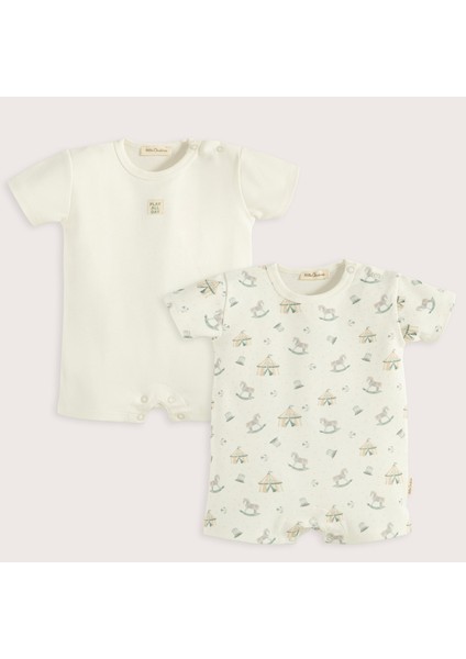 Cute Cırcus 2'li Tulum Set Ekru/baskılı