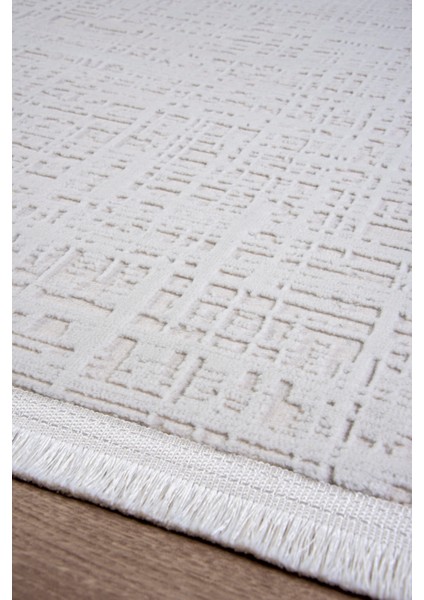 Beyaz Polyester Dokuma Halı – Saçaklı, Antibakteriyel, Toz Tutmaz – Salon, Oturma ve Çocuk Odası Yolluk Halısı fırsatları