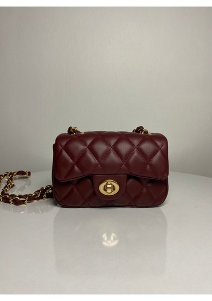 Mini Kapitone Örme Zincirli Kadın El ve Omuz Çantası