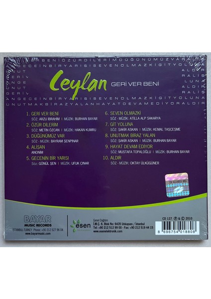 Ceylan Arabesk 1980 - 1990 Geri Ver Beni CD (Jelatininde Sıfır Orijnal Baskı Cd) fiyatları