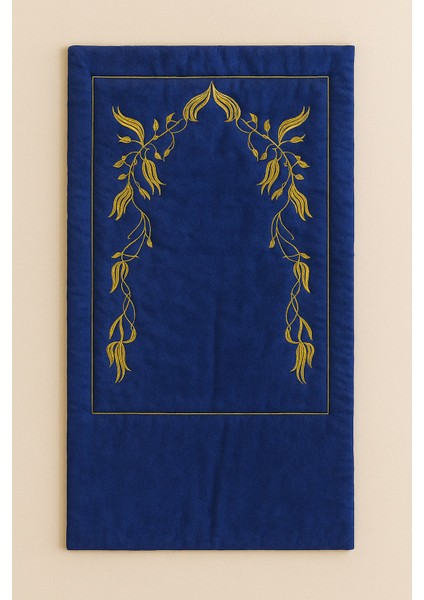 Sahra Mavi Kadife Nakışlı Seccade Süngerli Yumuşak Çeyizlik Hediyelik Bohça Lüks Namazlık fiyatları