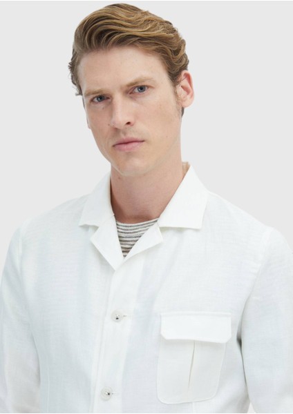 Beyaz Düz Casual Fit Pamuk Karışımlı Ceket indirimleri