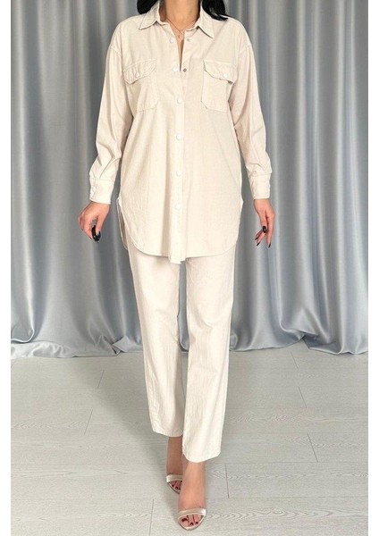 Bej Gömlek ve Çıtçıtlı Pantolon Takım modelleri