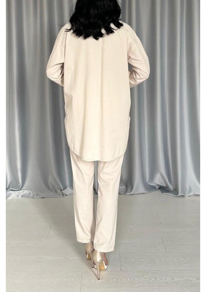 Bej Gömlek ve Çıtçıtlı Pantolon Takım fırsatları