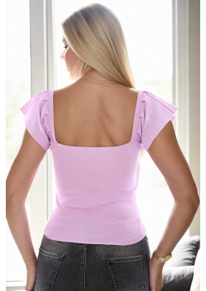 Z9008 Dewberry Bayan Krop Bluz-Lila fiyatları