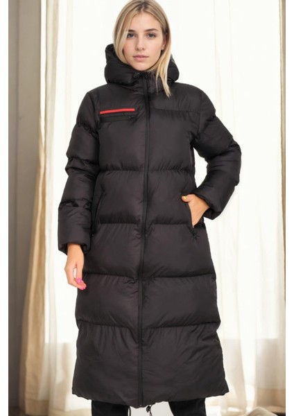 Z9756 Dewberry Bayan Şişme Kaban-Siyah