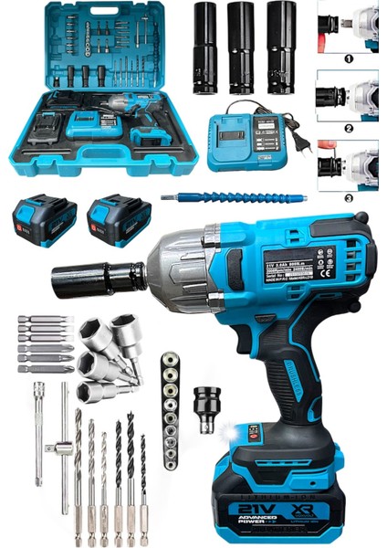 21 V 3.0 Ah Akülü Somun Bijon Sökme Takma Sıkma Matkap Kömürsüz Akülü Vidalama 800 Tork 10 Pilli Akü fiyatları