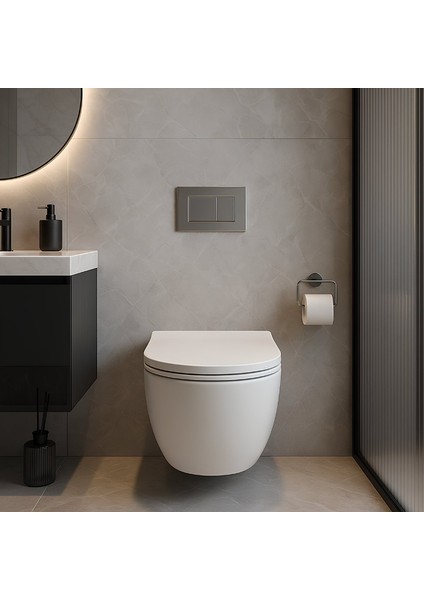 Rondo Beyaz Kanallı Asma Klozet RND5508, Nkp Grande Yavaş Kapak