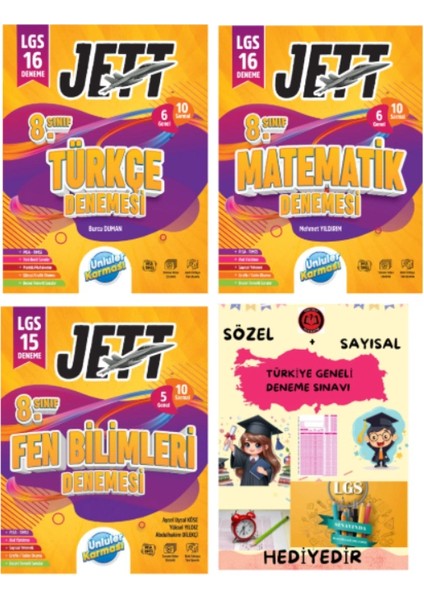 Lgs 8. Sınıf Jett Türkçe - Matematik - Fen Bilimleri Branş Deneme - Hediyeli