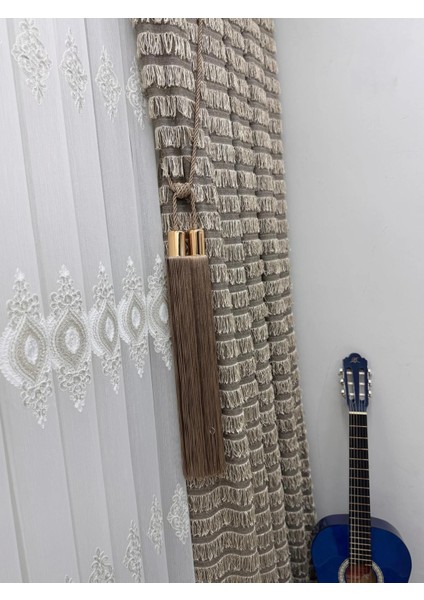 Nivemeshome 597 Sultan Şönil Dokuma Kahve 1/3 Pile Fon Perde Apm indirimleri