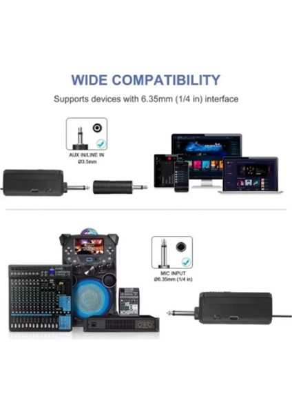 Profesyonel Çiftli Kablosuz Mikrofon Seti Karaoke Şarj Edilebilir 50 Metre Mesafe - Lisinya