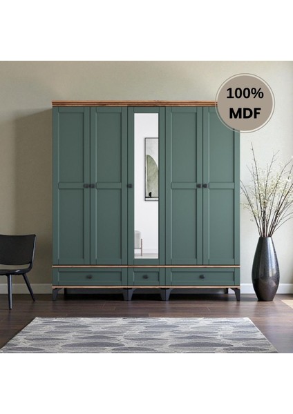 Silva 5 Kapaklı Çekmeceli Mdf Gardırop