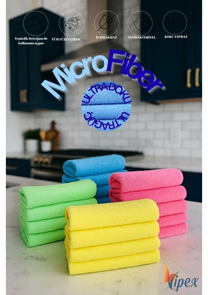 20 Adet Ultra Emiciliğe Sahip 240 Gsm Mikrofiber Bez 40X40