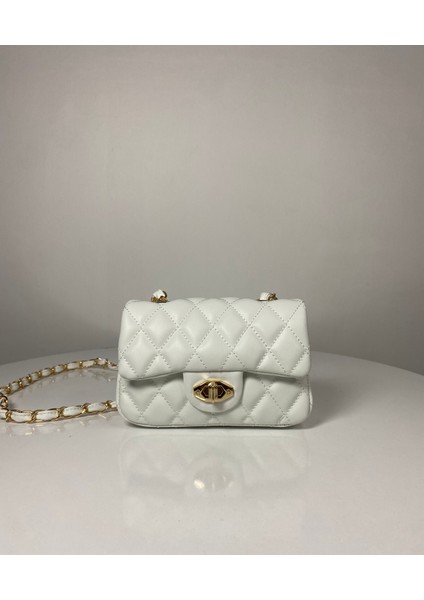 Mini Kapitone Örme Zincirli Kadın El ve Omuz Çantası