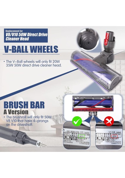 Dyson V8 V10 Elektrikli Süpürge Için Bilyalı Tekerlek ve Rulo Fırça Seti, (Yurt Dışından) indirimleri