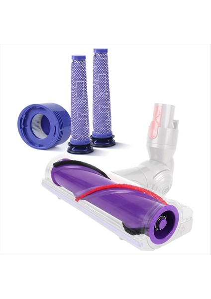 Dyson V8 ile Uyumlu Silindir Fırça + Ön ve Son Hepa Filtre Kombinasyonu (Yurt Dışından)