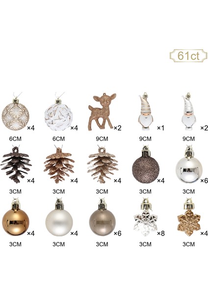 New Year Yılbaşı Bronze 65 Parça Ağaç Süsü Seti fiyatları