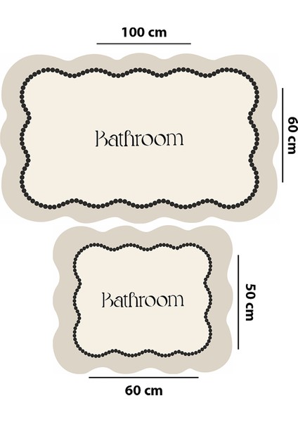 Bounde Ekru 2'li Banyo Paspası,kaymaz Tabanlı,yıkanabilir 60X100 50X60 cm Djtbanyo fiyatları