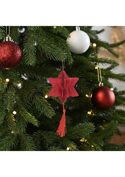 New Year Yılbaşı Yıldız Şekilli 3 Adet Ağaç Süsü 9X10 cm
