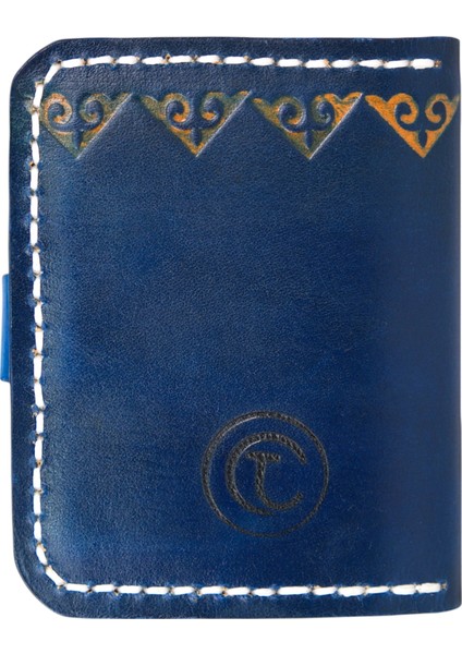 El Yapımı Hakiki Mavi Deri Cüzdan - Vegetable-Tanned Gerçek Deri - Kart Bölmeli Klasik Katlanabilir Model El Işçiliği Tasarım fırsatları