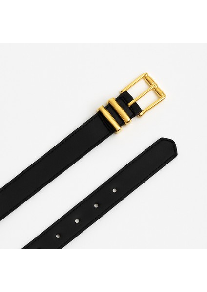 Kadın Siyah Gold Tokalı Klasik Suni Deri Kemer – Şık Günlük ve Ofis Kombinleri Için fiyatları