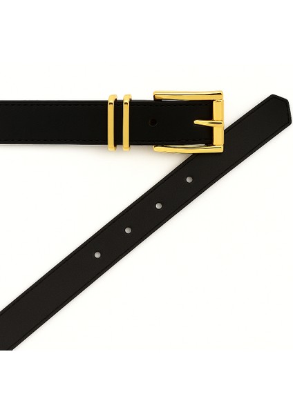 Kadın Siyah Gold Tokalı Klasik Suni Deri Kemer – Şık Günlük ve Ofis Kombinleri Için modelleri